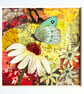 Butterfly picture, mixed media art, fabric collage, nature lover