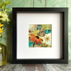 Textile collage, mixed media art, butterfly picture, nature 