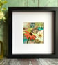 Textile collage, mixed media art, butterfly picture, nature 