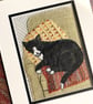 Hand sewn textile art cat picture - gift for cat lover, tuxedo cat - Image 2