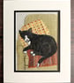 Hand sewn textile art cat picture - gift for cat lover, tuxedo cat - Image 3