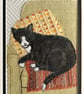 Hand sewn textile art cat picture - gift for cat lover, tuxedo cat - Image 4