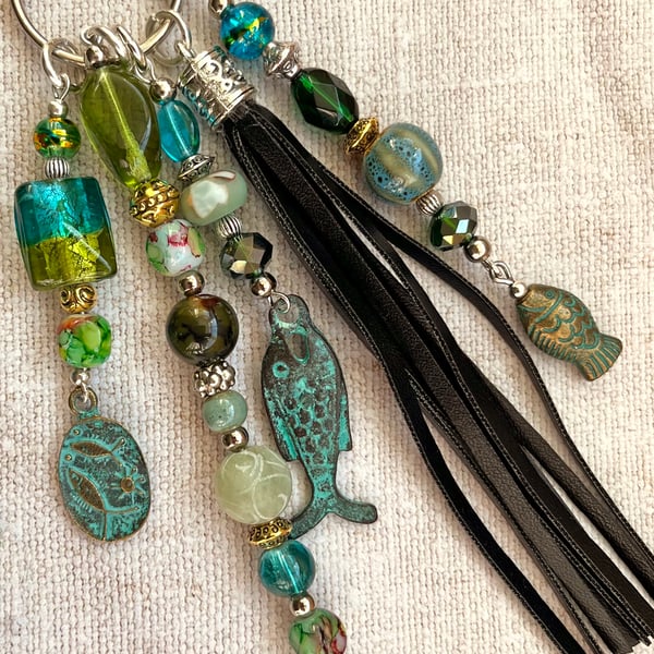 ON SALE: Boho bag charm, gift for pisces, gift for fish lover, fish charm, 