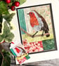Textile bird picture, gift for bird lover, robin, hand sewn gift, gift for mum