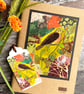 Decorated A5 sketchbook, gift for artist, bird lover, collage
