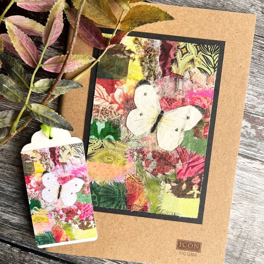 Decorated A5 sketchbook, gift for artist, butterfly, mixed media