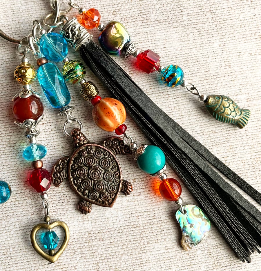 Bag charm, turtle charm, gift for turtle lover, boho handbag charm