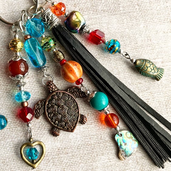 Bag charm, turtle charm, gift for turtle lover, boho handbag charm