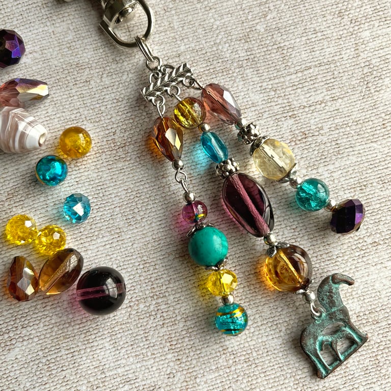 Handmade bag charm, horse charm, gift for horse lover, mare and foal charm