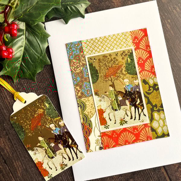 Handmade card and tag, christmas card, colourful card, special card