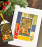 Handmade card and tag, christmas card, colourful card, quirky card