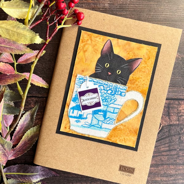 Decorated A5 sketchbook, gift for artist, cat lover, funny cat