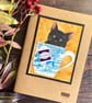 Decorated A5 sketchbook, gift for artist, cat lover, funny cat