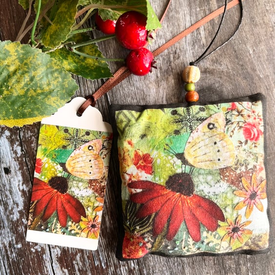 Pretty handmade lavender bag, scented gift, letterbox gift, butterfly lover