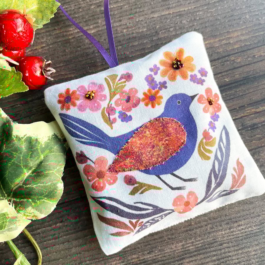 Handmade lavender bag, letterbox gift, stocking filler, gift for bird lover