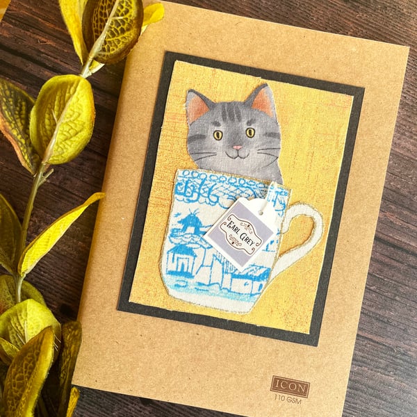 Decorated A5 sketchbook, gift for artist, cat lover, funny cat
