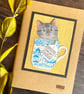 Decorated A5 sketchbook, gift for artist, cat lover, funny cat