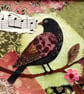 Collage, gift for bird lover, bird picture, textile art, folk bird
