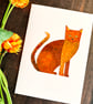 Handmade cat card, collage, card or gift for cat lover, tabby cat, ginger cat