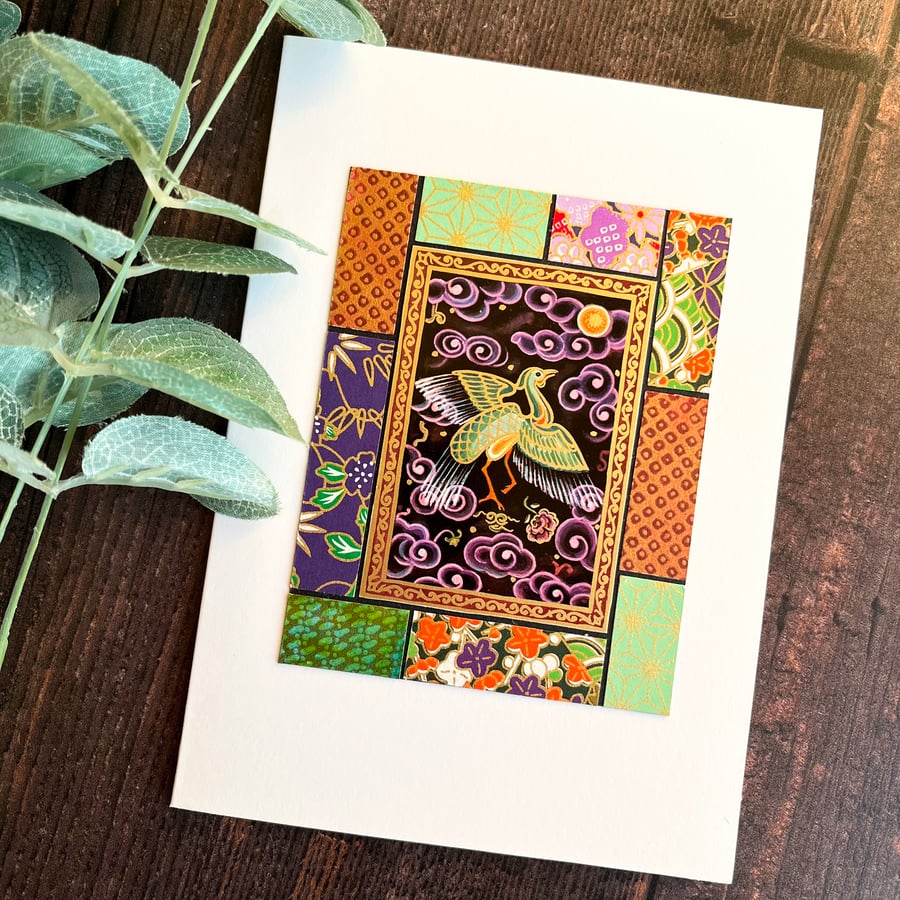 Handmade card, card to frame, mosaic collage, sparkly card, luxury card