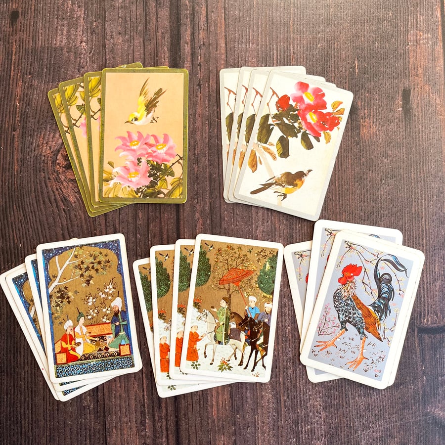 Vintage playing cards, mixed media materials, card making, paper ephemera