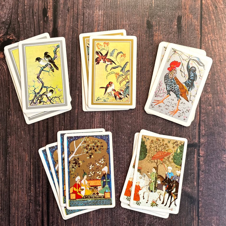 Vintage playing cards, mixed media materials, card making, paper ephemera