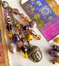 Handmade bag charm, February birthstone, amethyst, boho-glam handbag accessory