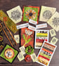 Craft supplies, textile collage, gift for crafter, boho flowers