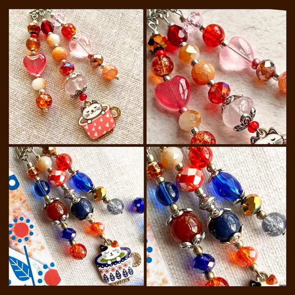 Perfectly Imperfect, Two cat bag charms, gift for cat lover, valentines gift