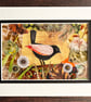 Mixed media collage of bird, gift for bird lover, nature lover, textile art,  - Image 3