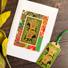 Handmade card for elephant lover, Indian elephant, vintage playing card
