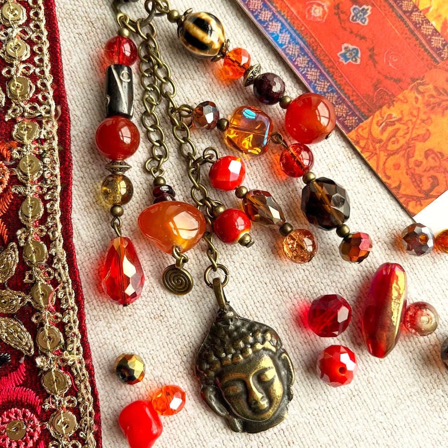 July birthstone bag charm, carnelian boho-glam bag charm, mothers day gift