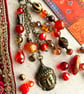 July birthstone bag charm, carnelian boho-glam bag charm, mothers day gift
