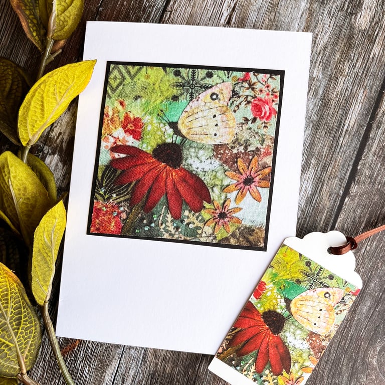 Handmade mothers day card, card for nature lover, butterfly card,