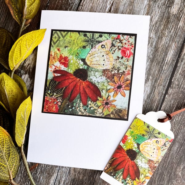 Handmade mothers day card, card for nature lover, butterfly card,