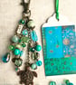 Boho-glam bag charm with semi-precious Turquoise beads and turtle pendant - Image 2