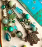 Boho-glam bag charm with semi-precious Turquoise beads and turtle pendant - Image 3