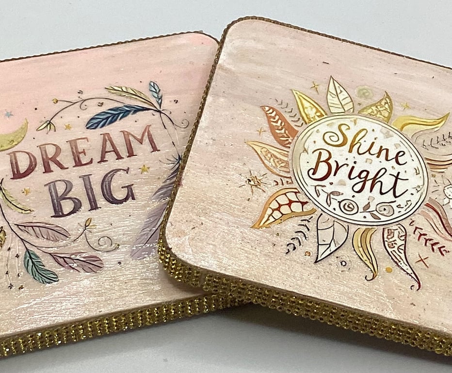 Set of 2 square wood coasters