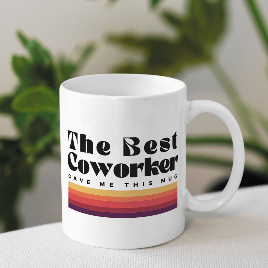Best Coworker - Retro Stripes: Funny Work Mug, Office Humour Mug For Colleague
