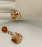 Golden Shadow Square Crystal Button Cuff Links, Gift for Him, Crystal Cuff Links