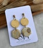 Handcrafted Gold & Beige Hexagon Marble Effect Polymer Clay Earrings - Image 1