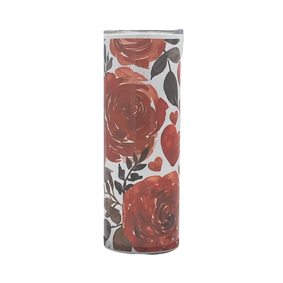Red Rose & Heart Romantic Tumbler