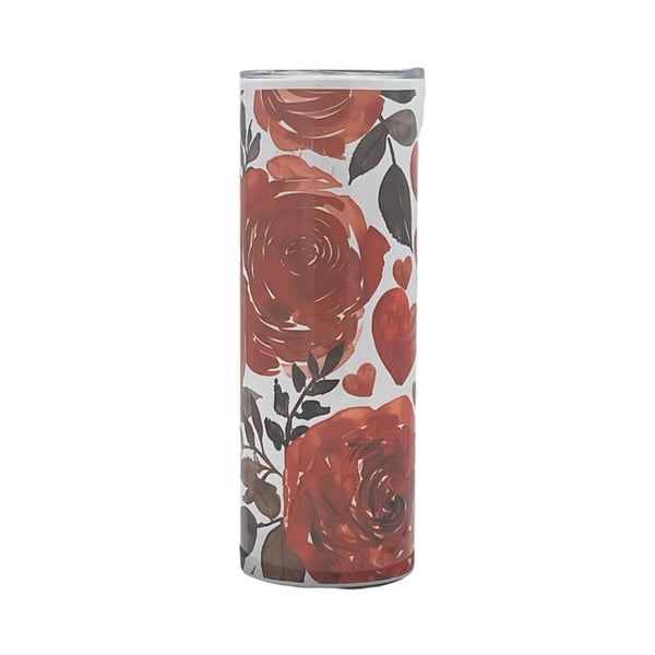 Red Rose & Heart Romantic Tumbler