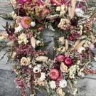 Dried Flower Wreath - Autumn Pink