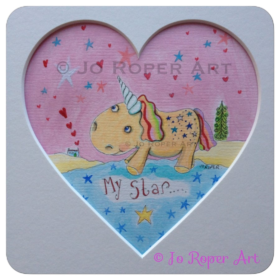 My Star unicorn mounted print Jo Roper 