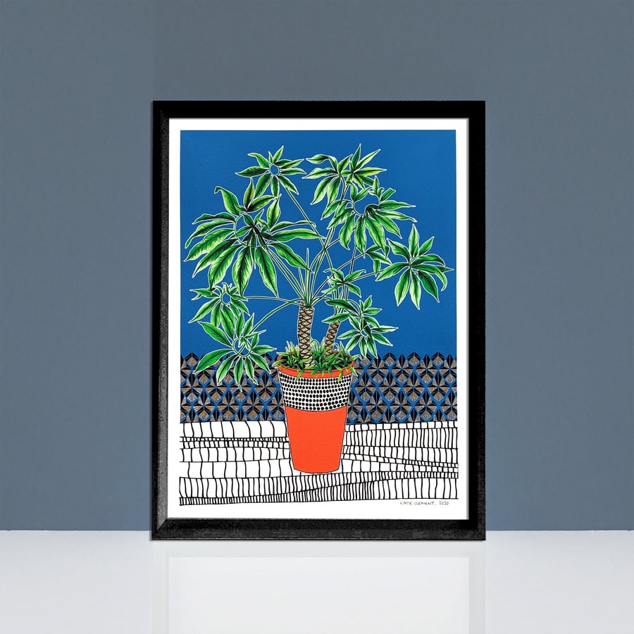 Philodendron Potted Houseplant Fine Art Print- Hand Finished- Various Sizes