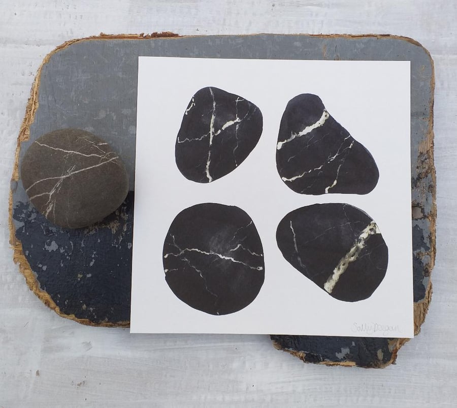 Four Quartz-veined Pebbles Giclee Print