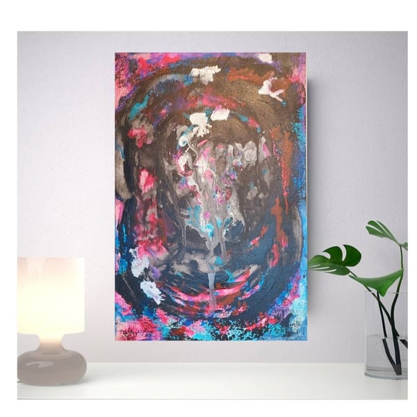 Voices in my head - original abstract acrylic emotional painting on canvas board