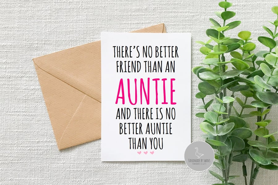 Auntie birthday card, card for auntie from niece or nephew, there's no better au