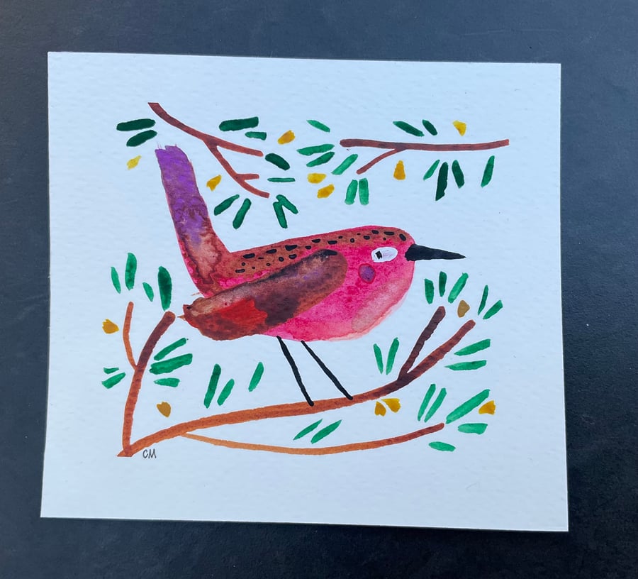 Little bird - original watercolour mini painting